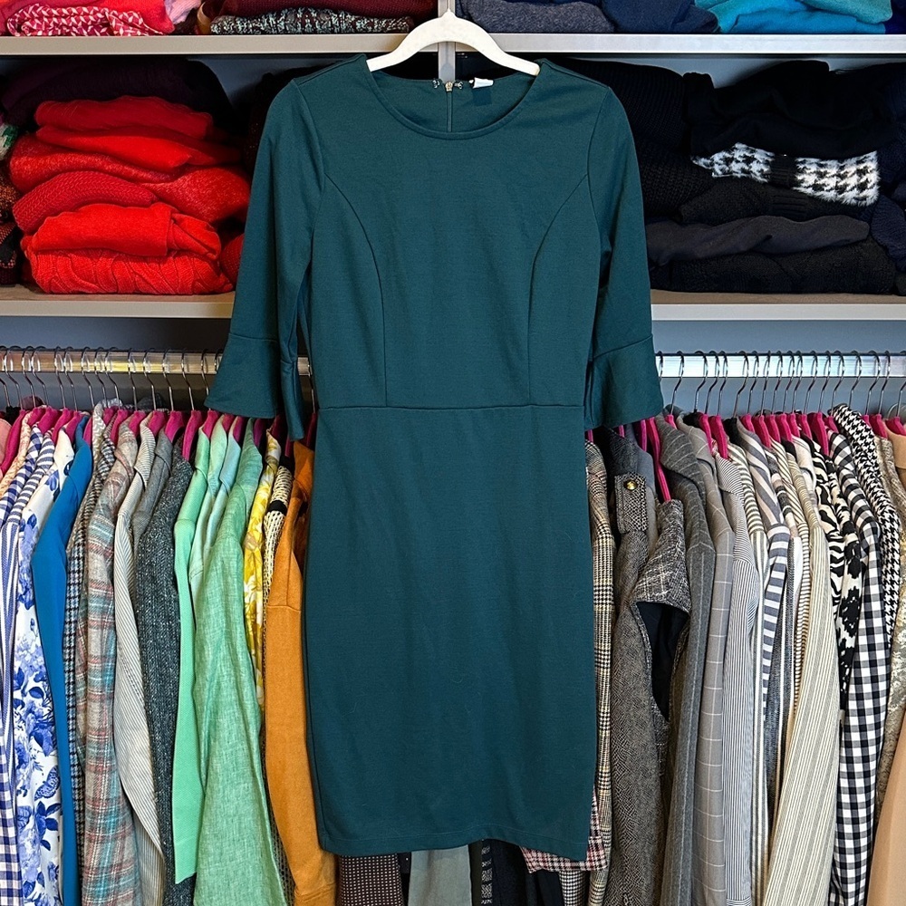 Old Navy green 1/2 sleeve back zipper closure dress size S